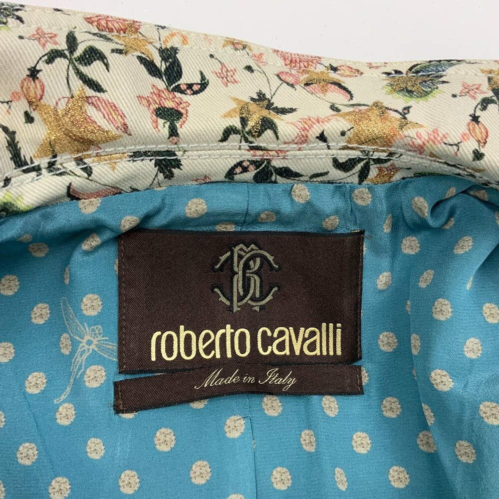 Roberto Cavalli Denim Patchwork Luxury Boho Glam Jacket Italy Sz 46(10-12) - Picture 2 of 16